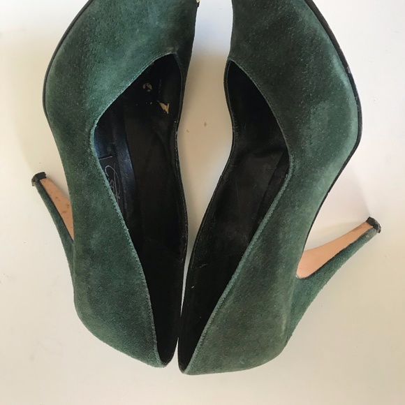VINTAGE GREEN SUEDE HEELS - Picture 7 of 9